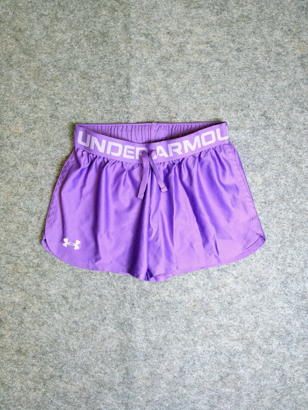 UNDER ARMOUR YOUTH LOOSE HEATGEAR PLAY UP SOLID PURPLE SHORT SIZE YM